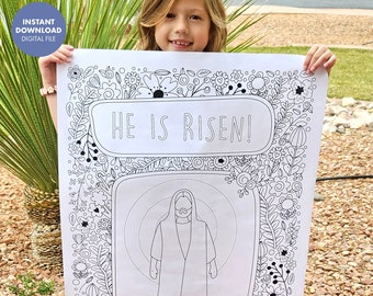 Giant EASTER RESURRECTION Coloring Poster kids activity Easter activity pages printable decor Jesus Christian homeschool primary lds cfm