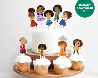 ENCANTO Kids Birthday Cupcake Cake Toppers, Digital Download Printable Party Favor Tag Party Decoration Mirabel Isabela art Maribel Isabella