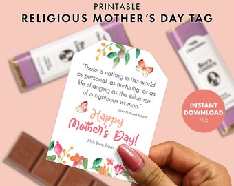 Religious MOTHER'S DAY Tag Quote Handout PRINTABLE Christian Church Jesus primary ministering relief society label treat gift Ballard woman