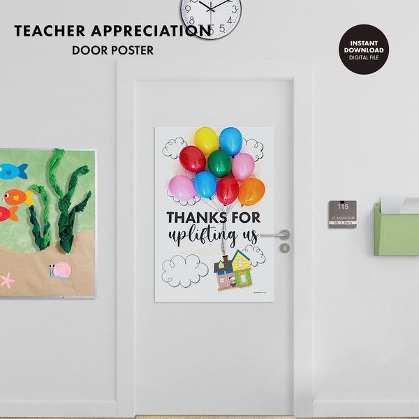 UP HOUSE Balloon Teacher Appreciation Poster Sign Printable Digital gift week school uplifting Teacher Appreciation Week Ideas