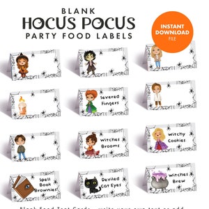 SANDERSON SISTERS Party Food Labels Tent Cards Halloween image 1