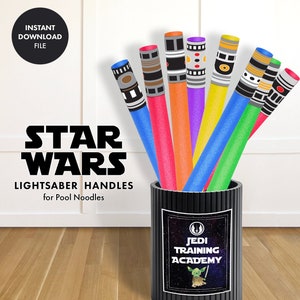 Lightsaber Handles STAR WARS Kids Birthday Party | Jedi Training Academy party games activities decor diy printable pool noodle