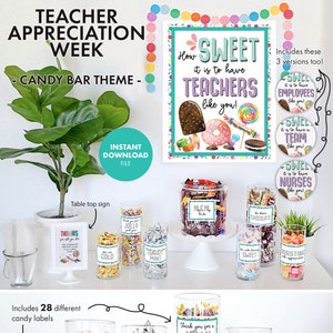 CANDY BUFFET Teacher Appreciation Poster Signs Labels Tags Party Employee Nurse Team Printable Digital gift week school bar sweets chocolate