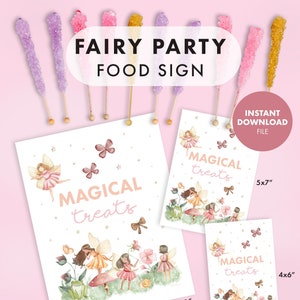 FAIRY Party FOOD SIGN Kids Birthday Party Decorations Decor printable digital Enchanted Forest First Table Woodland Magical Treats