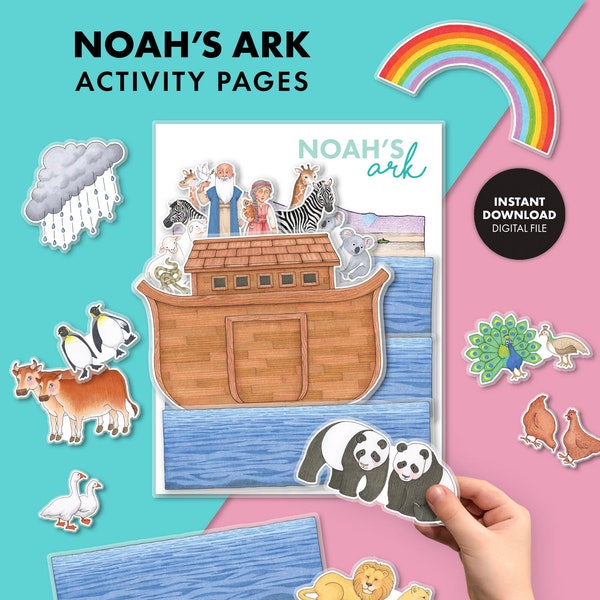 NOAH'S ARK Printable Activity Pages Religious Kids Lesson Help Christian Quiet Book Sunday School Primary Bible homeschool nursery toddler