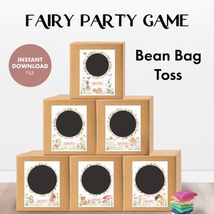 FAIRY Kids Birthday Party Bean Bag Toss Game party games instant download printable digital file Enchanted Forest Woodland Whimsical girls image 1