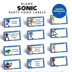 Printable Sonic The Hedgehog Water Bottle Labels Instant Download