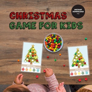 Roll a Dice CHRISTMAS Educational GAME Roll A Tree kids school classroom party toddler activity homeschool preschool kindergarten math sheet image 1