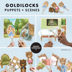 Goldilocks &amp; the Three Bears PUPPETS and SCENES Printable Preschool ...