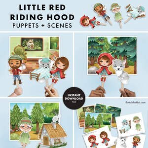 Little Red Riding Hood PUPPETS &amp; SCENES Printable Preschool Worksheets ...