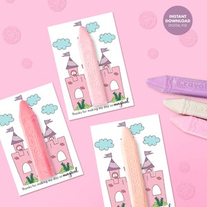 PRINCESS Birthday Party Favor Thank You Tag Decor Castle Printable Non