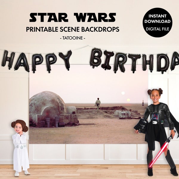 STAR WARS Party BACKDROP * Scena di Tatooine * Festa di compleanno Poster Photobooth Photo Booth Stampabile Scarica Digitale Grande Decor