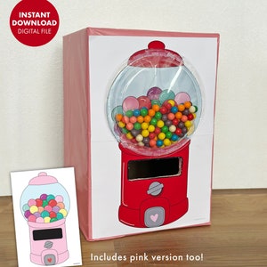 Gumball Machine VALENTINE'S DAY BOX Printable Diy Kids Classroom Party ...