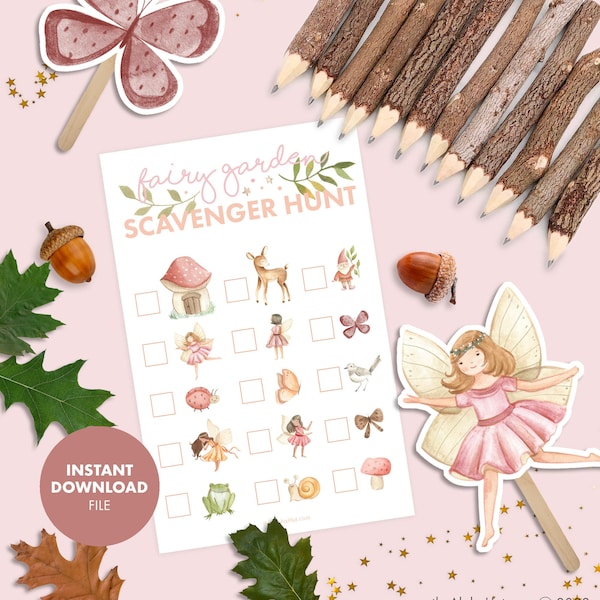 FAIRY Birthday PARTY GAME Scavenger Hunt Woodland Fairy Garden Enchanted Forest kids birthday party games printable digital girls