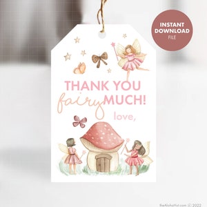 FAIRY Party Favor Tags Enchanted Forest Birthday Decorations Decor Instant Digital Download Printable Girl Fairy Garden Fairy baby shower