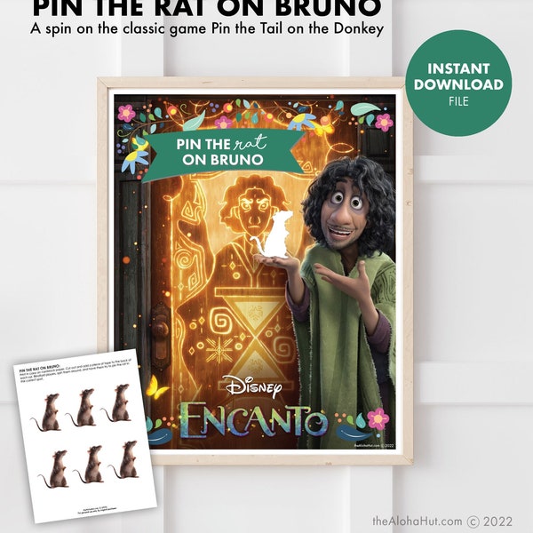 ENCANTO Kids Birthday Party Pin the Tail Game; party games instant download printable digital file Cinco de Mayo Pin the Rat on Bruno