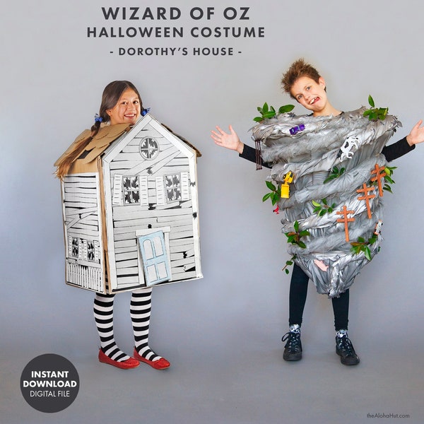 WIZARD OF OZ Dorothy's House Halloween Costume printable digital adult child kid tornado wicked witch of the west ruby slippers last minute