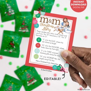 EDITABLE M&amp;m's NATIVITY Story Christmas Poem Handout PRINTABLE ...