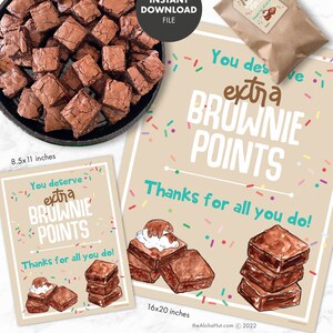 Brownie Staff Employee TEACHER APPRECIATION Thank You Tags Sign Poster ...