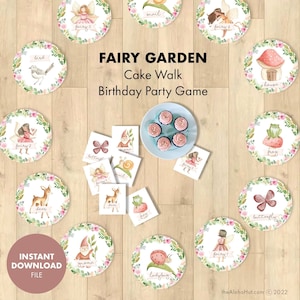 FAIRY Party Game Cake Walk Game Kids Birthday Party Cupcake Walk Party Games Instant Printable enchanted forest toddler activity preschool image 1