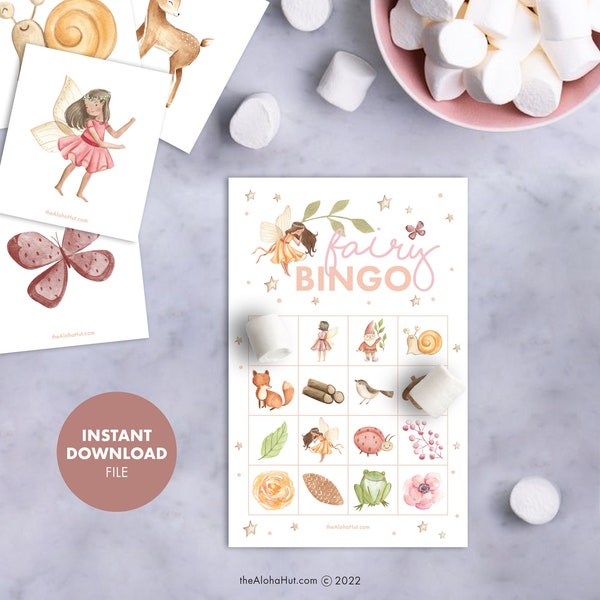 FAIRY Kids Birthday Party BINGO GAME Instant Download Printable Digital Girls Birthday Party Games Enchanted Forest Whimsical Fairy Garden