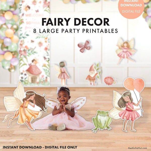 FAIRY Kids Birthday Party Large Cutout Decor Digital Printable Decoration Lawn Sign Photobooth Photo Booth garden whimsical enchanted