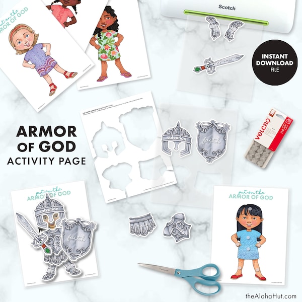 Girl ARMOR OF GOD Printable Activity Pages Religious Christian Kids Bible Quiet Book Lesson Homeschool Primary fhe Sunday School Church