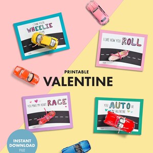 Car Truck Skateboard PRINTABLE VALENTINE Skate Wheelie Valentine's Day Kids Party Classroom Gift Party Favor card non candy truck image 2