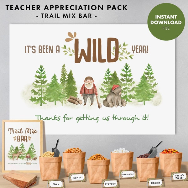 Trail Mix TEACHER APPRECIATION Poster Food Labels Signs Party  Download Printable Digital gift nurse week school employee staff wild outdoor