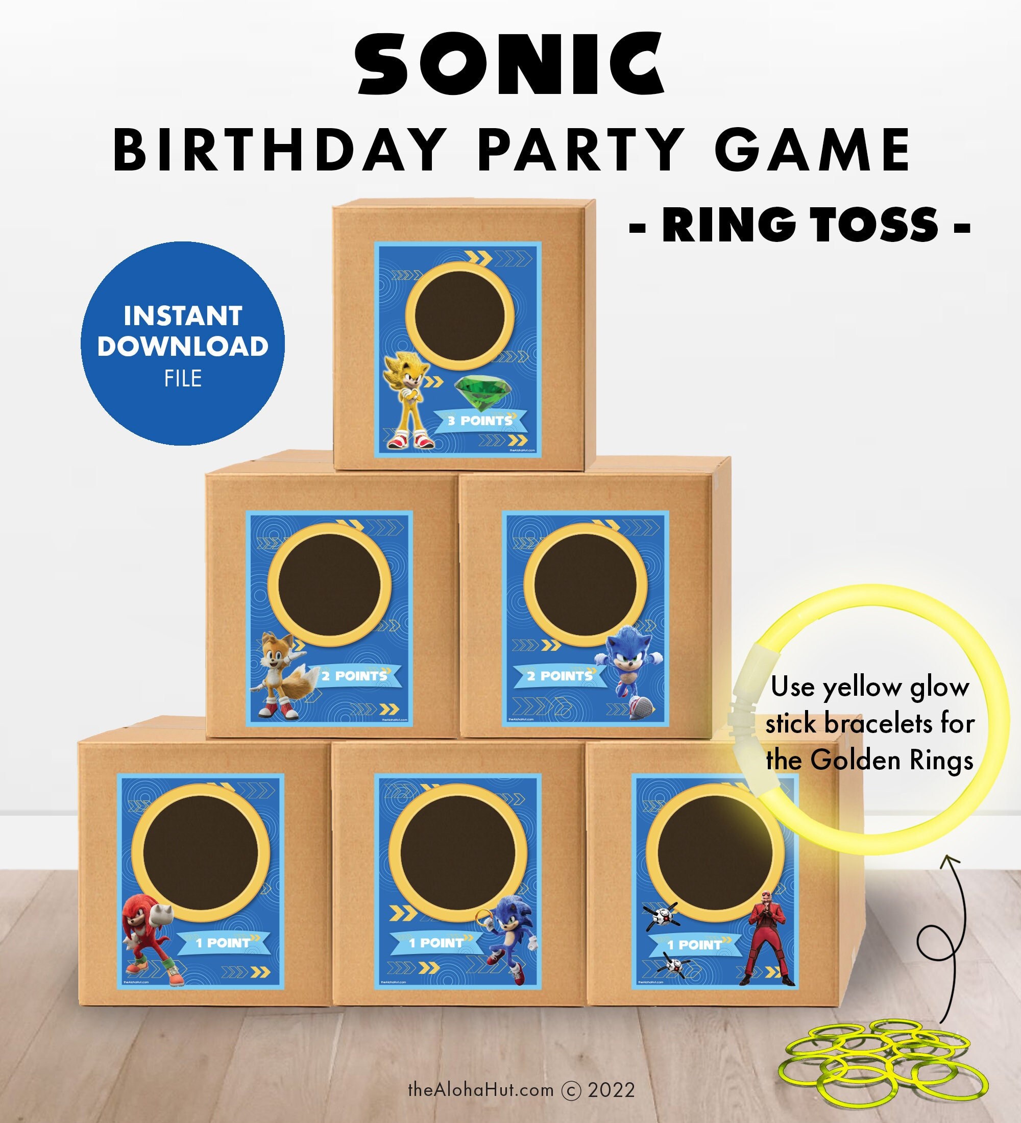 SONIC the Hedgehog Kids Birthday Party BEAN BAG Toss Game 