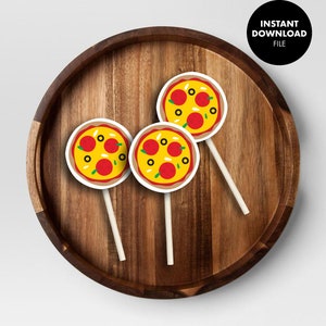 PIZZA Cupcake Cake Toppers, Digital Download Printable Party Favor Tags ...