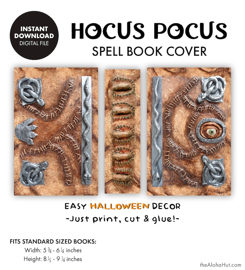 Printable HOCUS POCUS Spell Book Cover Halloween Decorations image 4