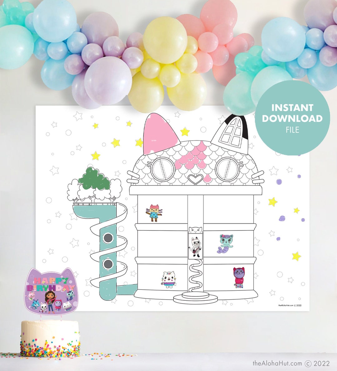 Gabby's Dollhouse Kids Birthday Party Backdrop Giant Etsy