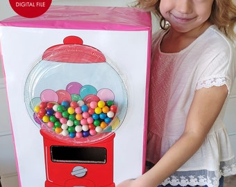 Gumball Machine VALENTINE'S DAY BOX printable diy Kids Classroom Party class party school Valentine gum ball