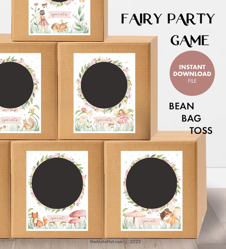 FAIRY Kids Birthday Party Bean Bag Toss Game party games instant download printable digital file Enchanted Forest Woodland Whimsical girls image 2