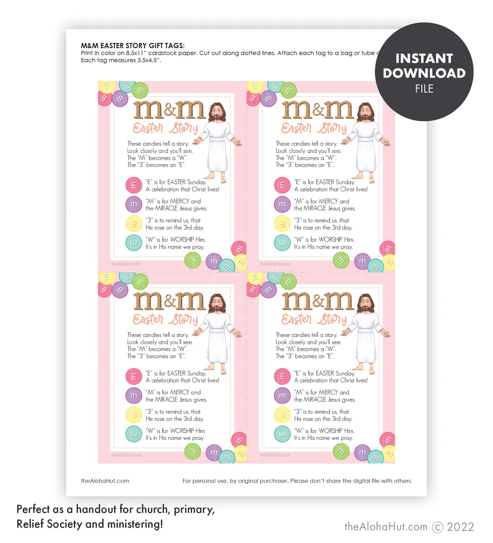 M&amp;m's EASTER Story Poem Handout PRINTABLE Religious - Etsy