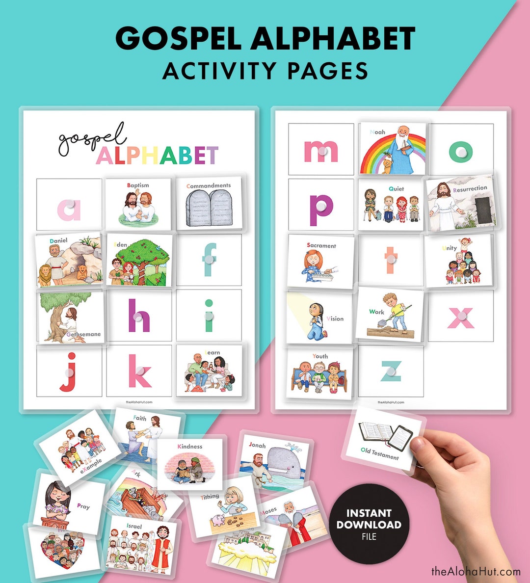 GOSPEL ALPHABET Matching Game Activity Pages Puzzle Religious Christian ...