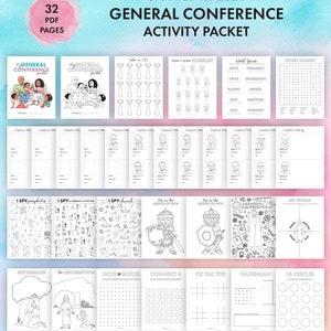 2024 GENERAL CONFERENCE Packet for Kids 32 Printable Activity Pages Church of Jesus Christ LDS Primary ym yw bundle journal notes game youth image 2