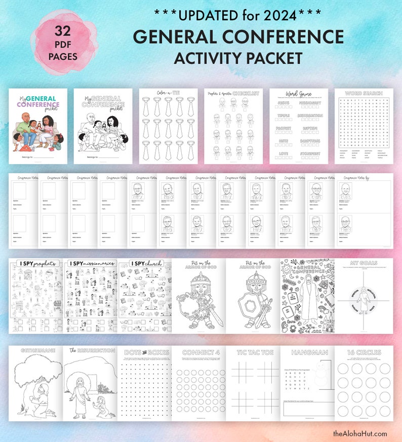 2024 GENERAL CONFERENCE Packet for Kids 32 Printable Activity Pages Church of Jesus Christ LDS Primary ym yw bundle journal notes game youth image 2