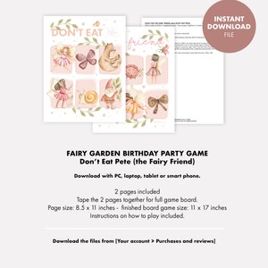 FAIRY Party Game Don't Eat Pete Game Kids Birthday Instant Download Printable Digital Girls Birthday Garden Enchanted Forest Whimsical Tea image 4