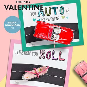 Car Truck Skateboard PRINTABLE VALENTINE Skate Wheelie Valentine's Day Kids Party Classroom Gift Party Favor card non candy truck image 3