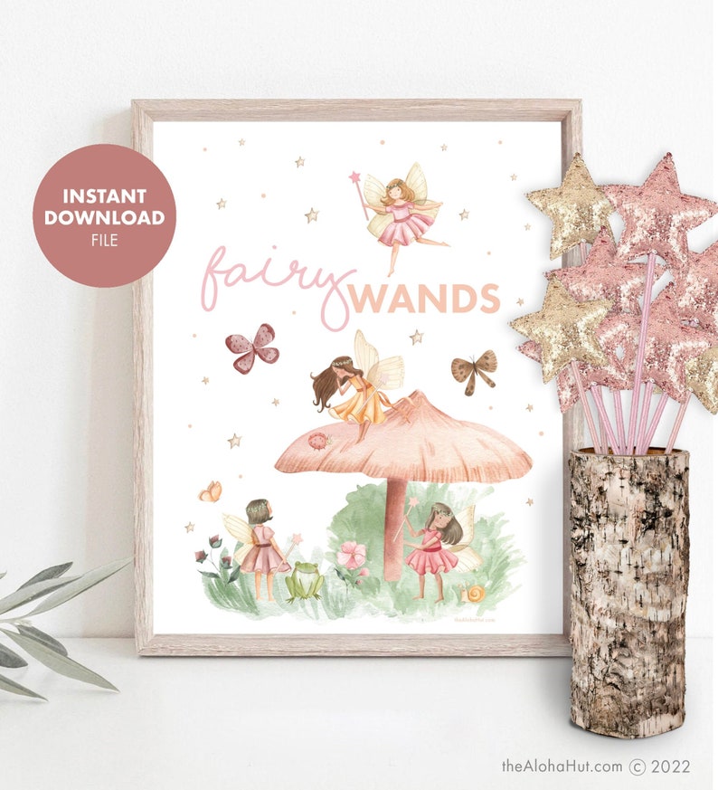 FAIRY Party Sign Birthday Activities Fairy Wands Birthday Games Girls Enchanted Forest Whimsical Party Games Activity Printable Woodland image 1