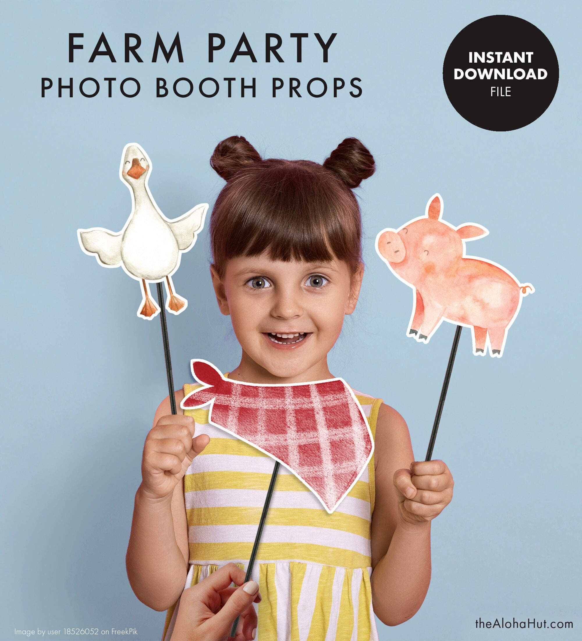 FARM ANIMAL Kids Birthday Party Photobooth Props Digital Printable Party Decoration Photo Booth Country Cowboy Barnyard Baby
