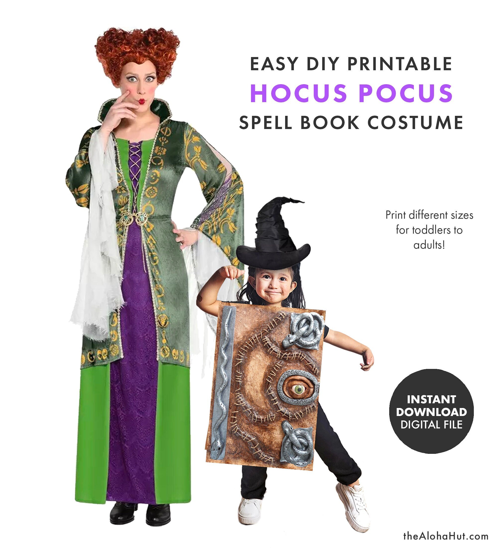 HOCUS POCUS Spell Book COSTUME Halloween Printable Digital Adult Child Kid Toddler Sanderson Sisters Spellbook Book of Spells Etsy