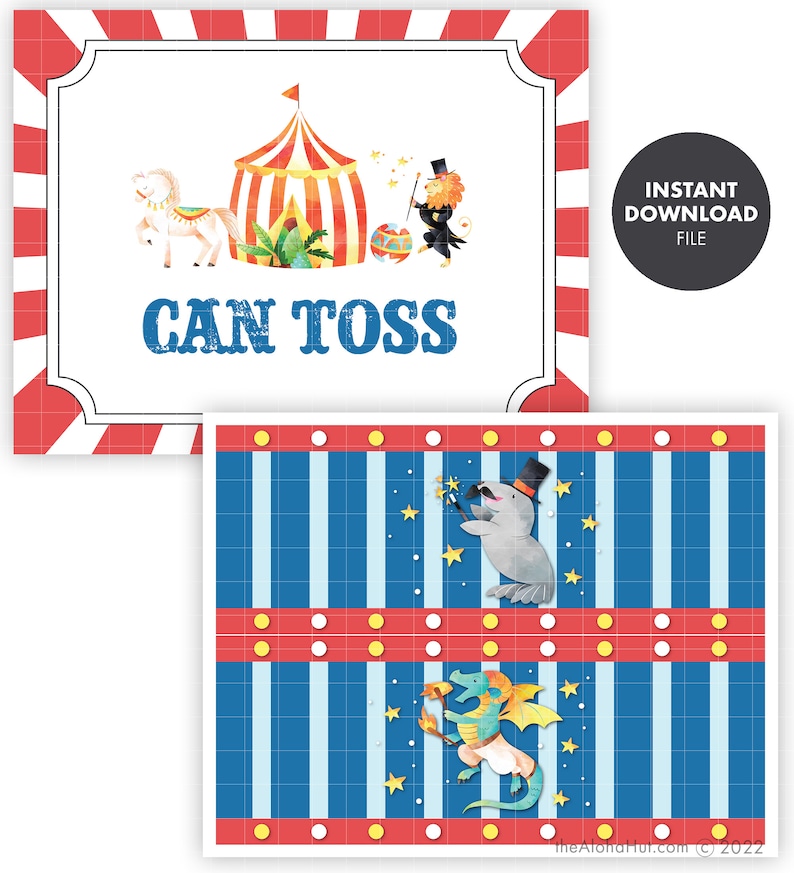 CARNAVAL CIRCUS Jeu de lancer de boules enseigne Fête d'anniversaire pour enfants, décoration numérique imprimable, jeux de société, école d'été, pta pto fair image 4