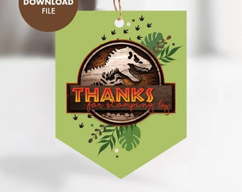 JURASSIC WORLD Camp Cretaceous Party Favors Kids Birthday Party Tags Decorations Decor Instant Download Printable Digital File Dinosaur