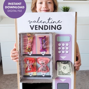 Vending Machine VALENTINE'S DAY BOX printable diy Kids Classroom Party class party school Valentine purple blue girls boys image 4