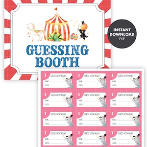 CARNIVAL CIRCUS Guessing Game Sign Kids Birthday Party printable digital decor party games summer school pta pto fair image 4