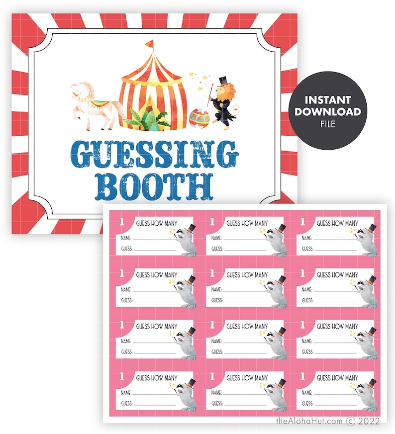 CARNIVAL CIRCUS Guessing Game Sign Kids Birthday Party printable digital decor party games summer school pta pto fair image 4