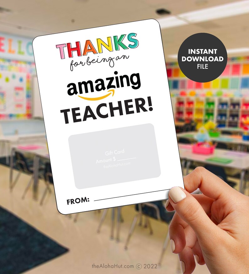 AMAZON TEACHER APPRECIATION Print Tag Gift Card Holder Thank - Etsy